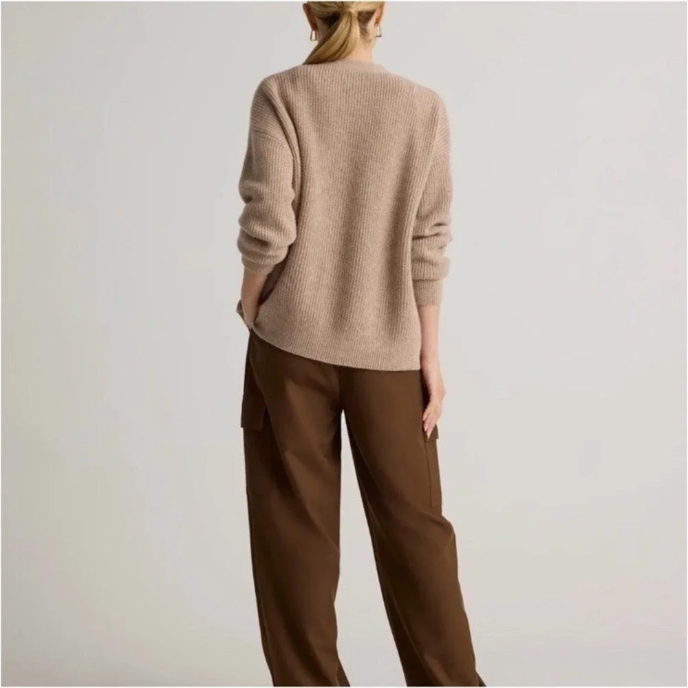 Quince Sweater Women's M Mongolian Cashmere 2.0 Oversized Boyfriend Cardigan Tan